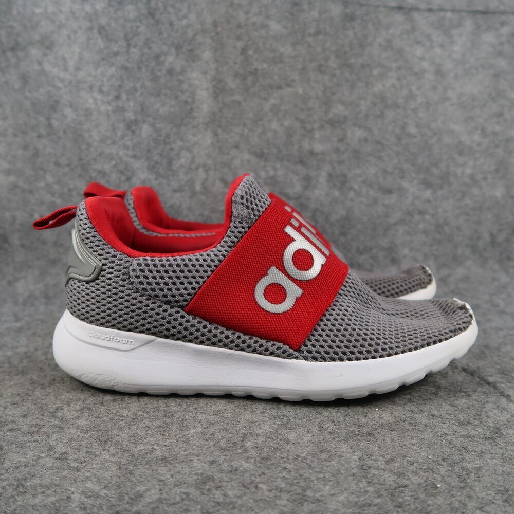 Adidas Shoes Kids 4 Athletic Trainer Slip On Gray Red Casual Youth Sneakers